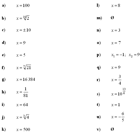 Logaritmické rovnice a nerovnice - Príklad 2 - Výsledky